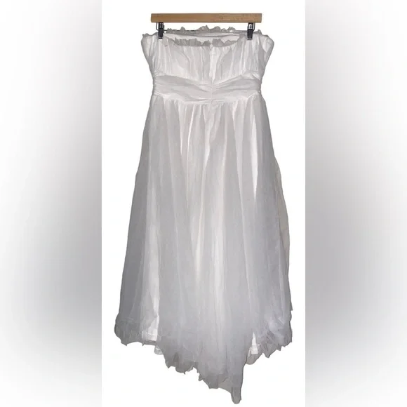knee length dresses for ladies Fayette Strapless Mesh Midi Dress Embellished White– Selfie Leslie
